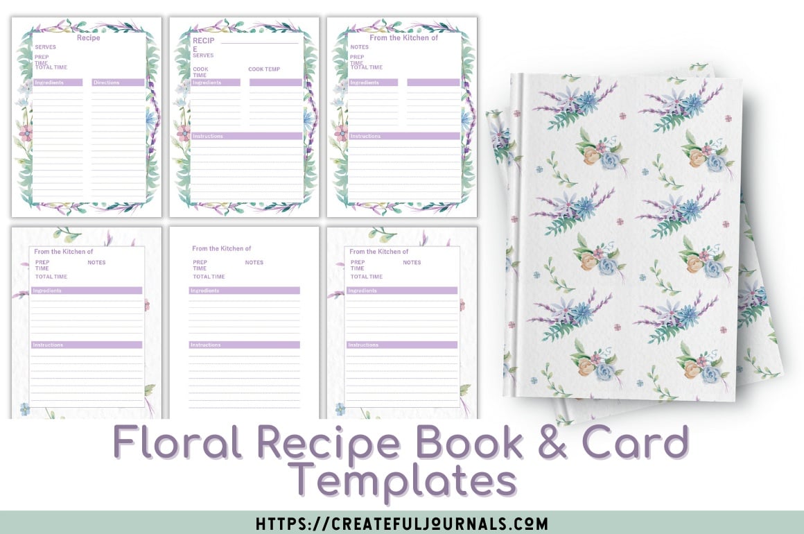 Floral Recipe Book & Card Templates
