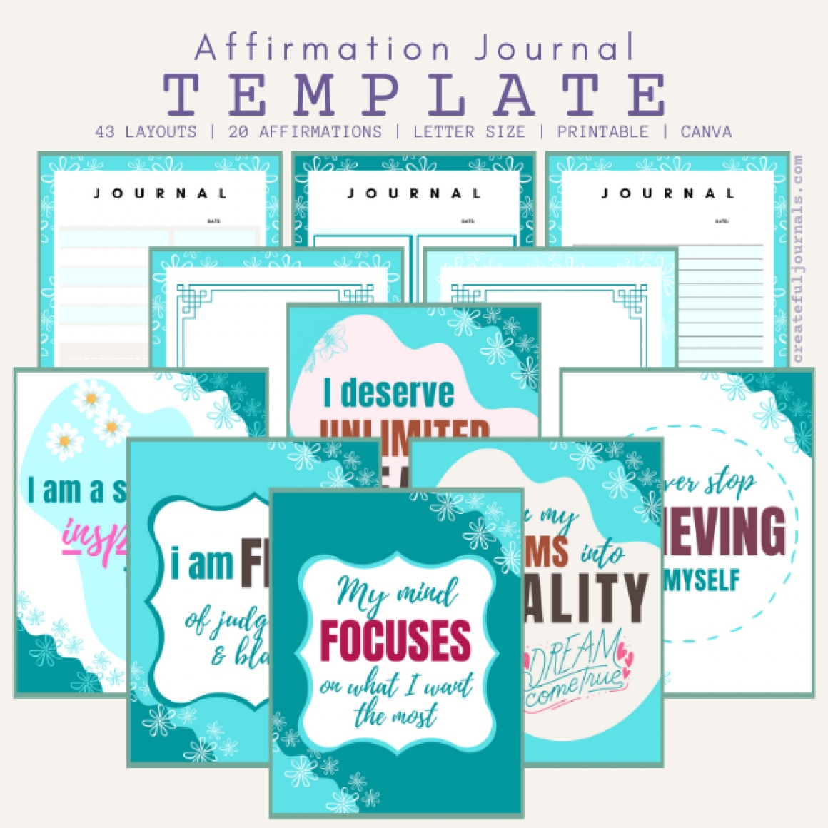 Affirmation Journal Template in Canva and Affirmation Prompts