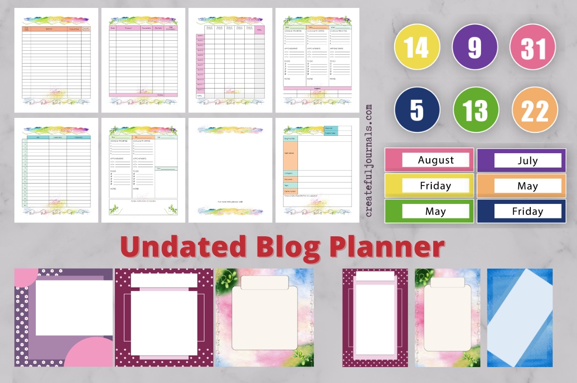 Undated Blog Planner