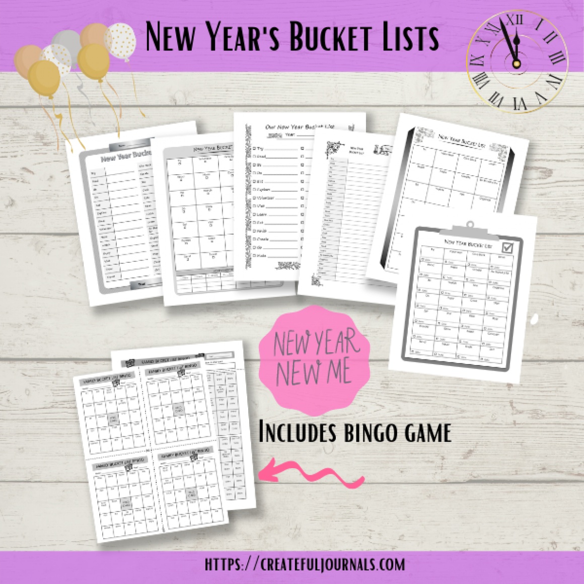 New Year Bucket Lists Simple Templates