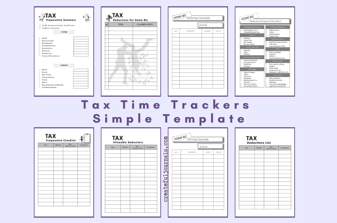 Tax Time Trackers Simple Templates