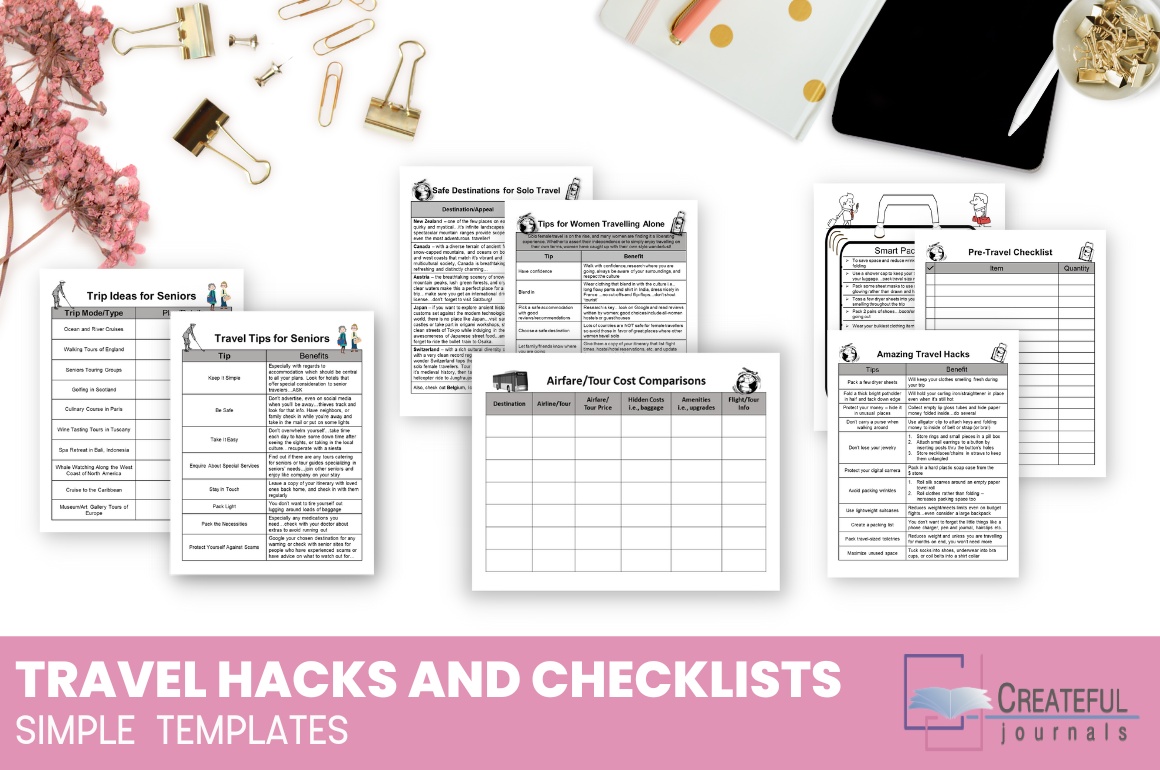 Travel Hacks and Checklists Simple Templates