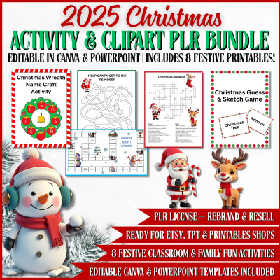 2025 Christmas Activities & Clipart PLR Bundle