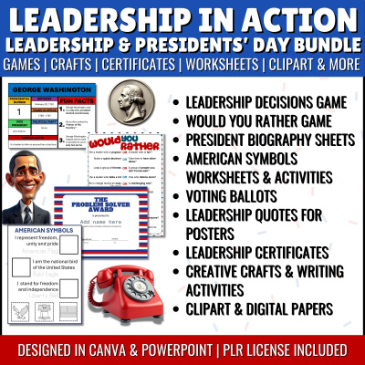 Leadership & Presidents' Day Activity Bundle