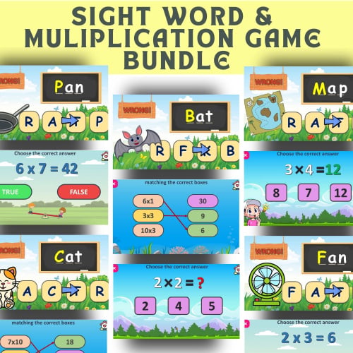 Retirement Sale: Games Sight Word & Multiplication Games Bundle