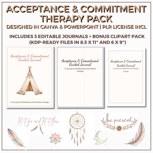 Acceptance & Commitment Therapy Journal and Clipart Pack