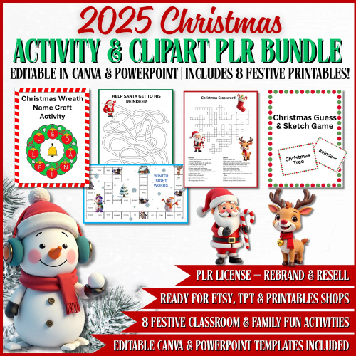 2025 Christmas Activities & Clipart PLR Bundle