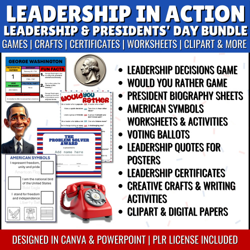 Leadership & Presidents' Day Activity Bundle