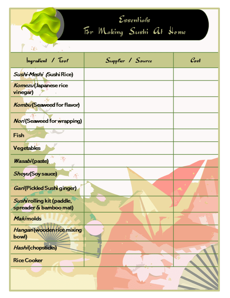Sushi Printables - Createful Journals Your Creative Inspiration
